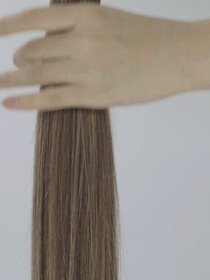 M6/27 gesträhnt schokobraun & Karamellblond, M6/27 mixed chocolate brown & caramel blonde, M6/27 mélange brun chocolat & blond caramel