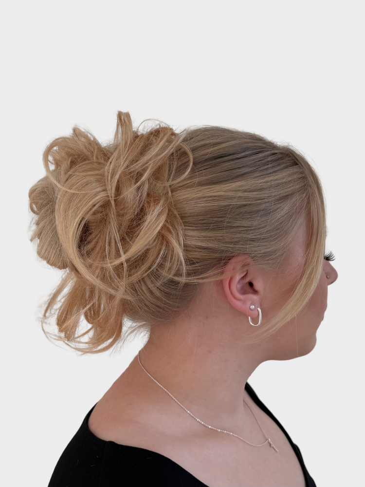Chouchou Chignon Cheveux Synthétique Blond Cuivré Méché - Taille Moyenne - Neuf Avec Étiquettes